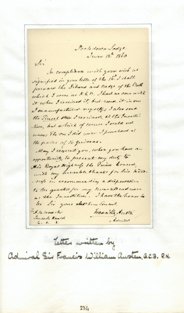 Letter from Francis William Austen